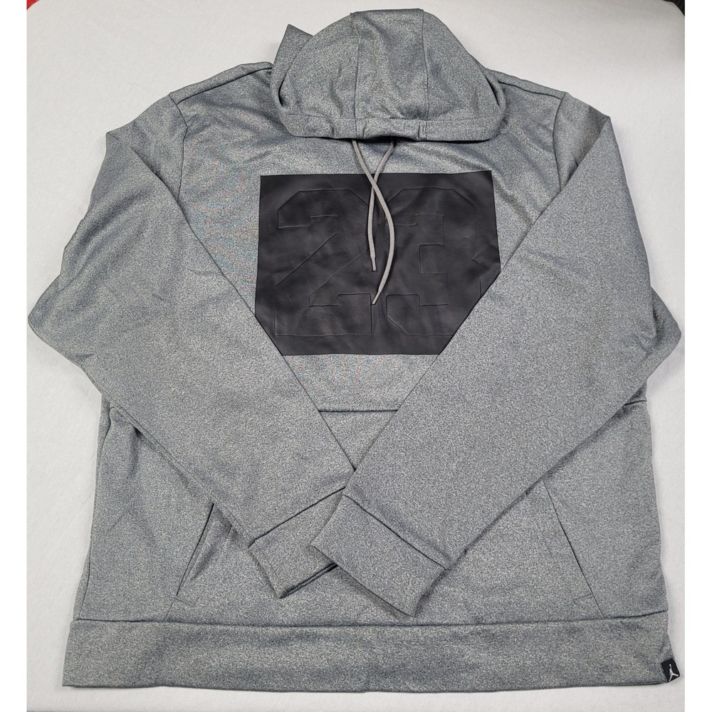 Nike Air Jordan Rise 23 Men's Pullover Hoodie Gray Black Size XL 861475-091 Read